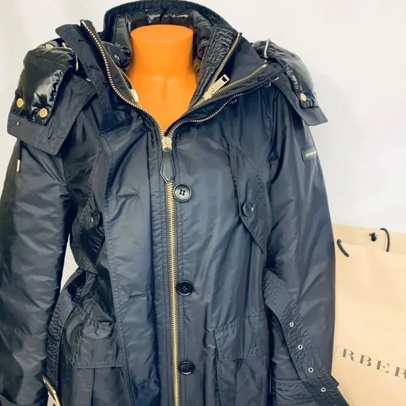BURBERRY NWT Chevrington Hooded Parka Quilted Puffer Jacket Trench 3 In 1 Sz 12